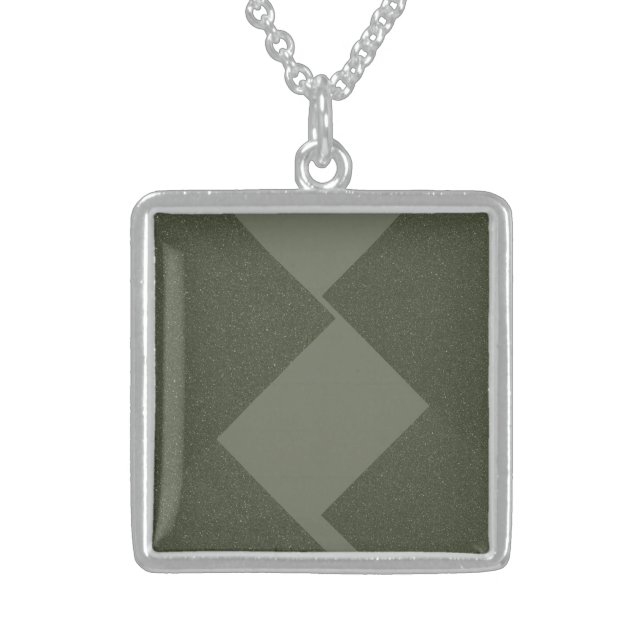 Moss Green Modern Square Necklace (Front)