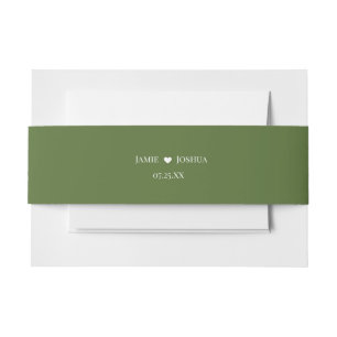 Moss Green Monogram Invitation Belly Band