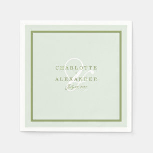 Moss Green Monogram Wedding Napkin