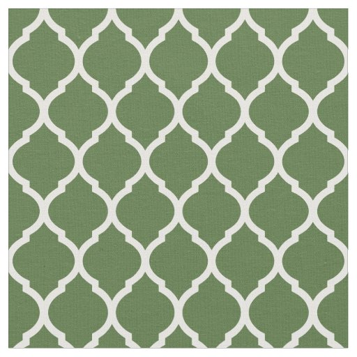 Moss Green Moroccan Quatrefoil Fabric