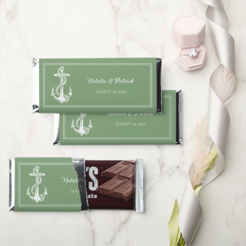 Moss Green Nautical Anchor Hershey Bar Favors