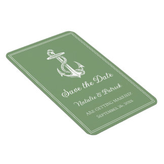 Moss Green Nautical Anchor Save the Date Magnet