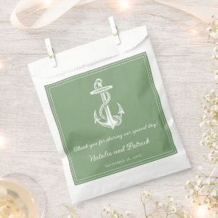 Moss Green Nautical Anchor Wedding Favor Bags