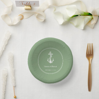 Moss Green Nautical Anchor Wedding Paper Bowls