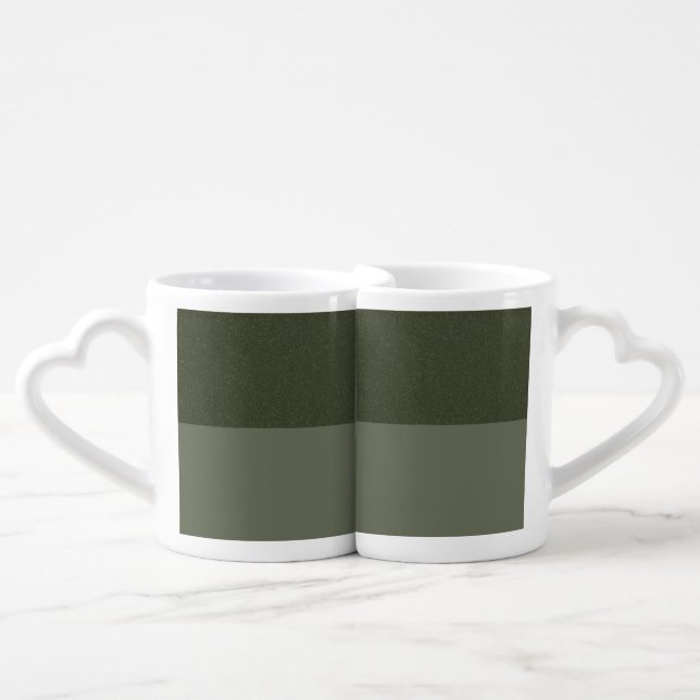 Moss Green Noise Couples’ Heart Mug – Customizable (Front Nesting)
