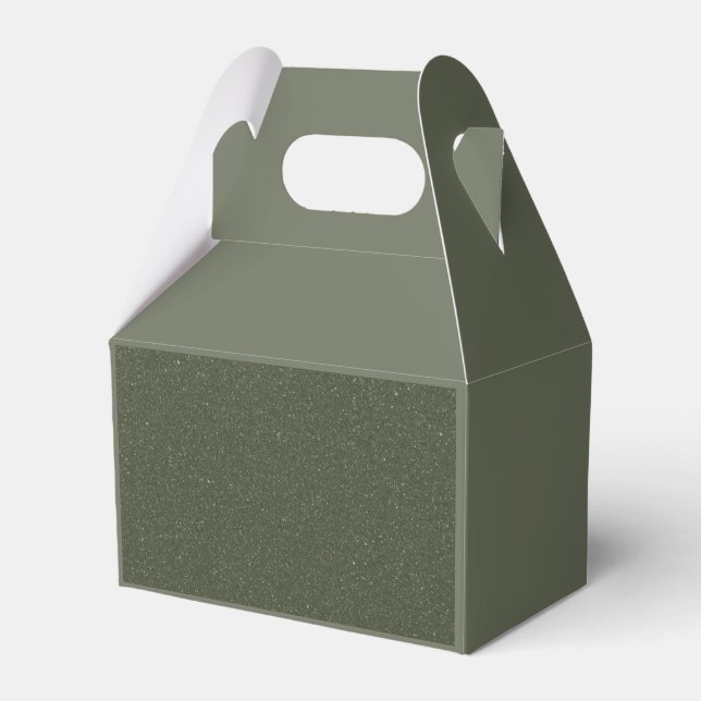 Moss Green Panel Favor Box with Textured Front (Front Side)