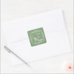 Moss Green Peacock Flourish Wedding Thank You Square Sticker<br><div class="desc">Seal your thank you cards with this elegant Moss Green Peacock Flourish wedding thank you sticker. Sticker design features an elegant peacock adorned with flourishes.  Additional wedding stationery,  wedding supplies,  and party favors available with this design as well.</div>