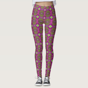 Moss Green Pink and Lime Leggings