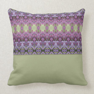 Moss Green Plum and Purple Throw Pillow