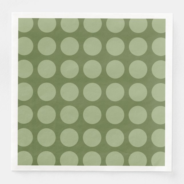 Moss Green Polka Dot Pattern Paper Dinner Napkins (Front)