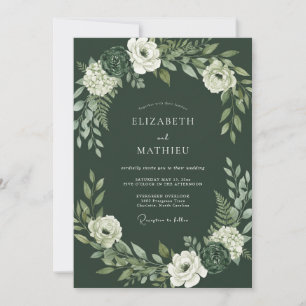 Moss Green Refined Forest Wedding Invitation