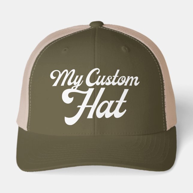 MOSS GREEN Retro 6 Panel Custom Trucker Hat Blank (Front)