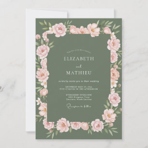 Moss Green Serene Meadow Wedding Invitation