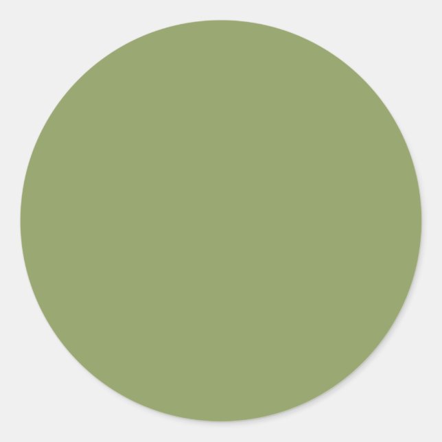 Moss Green Solid Color Classic Round Sticker (Front)
