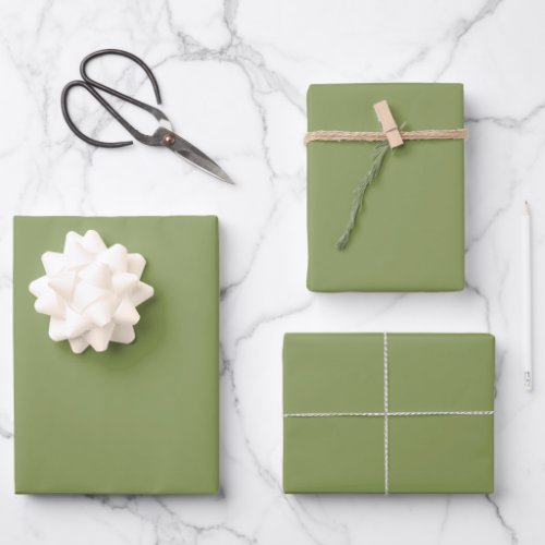 Moss Green Solid Color Wrapping Paper Sheets