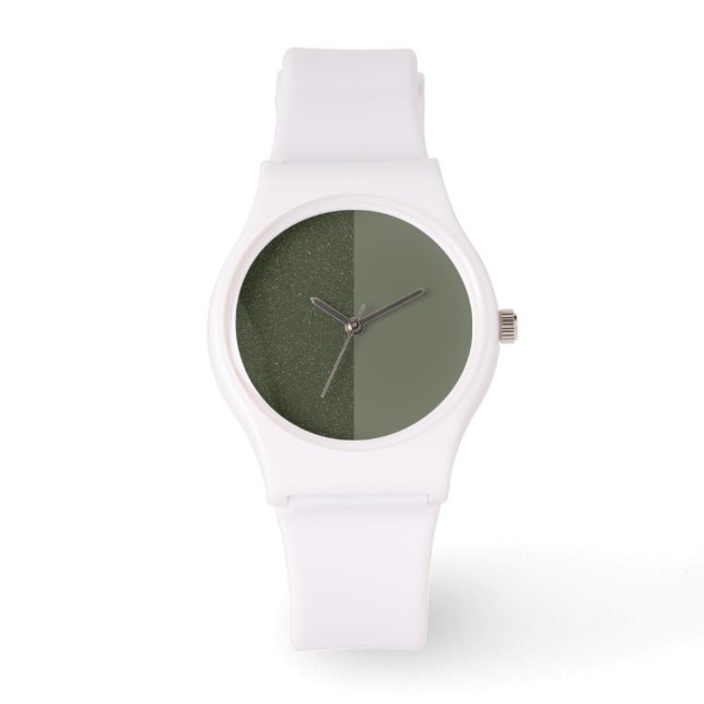 Moss Green Split Face Watch – Customizable (Front)