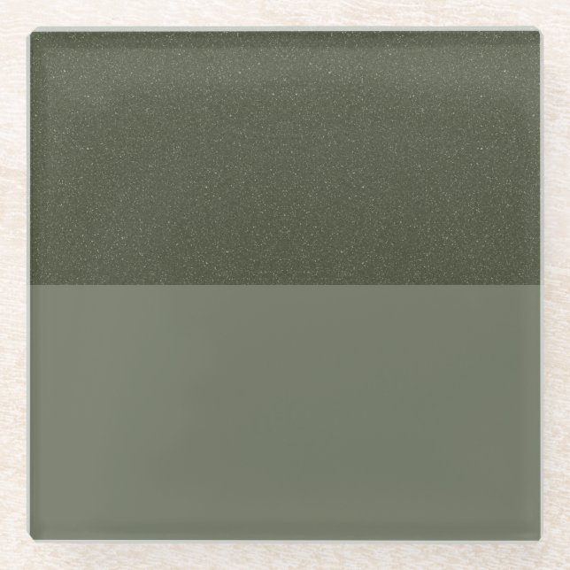Moss Green Split Glass Coaster – Customizable (Front)