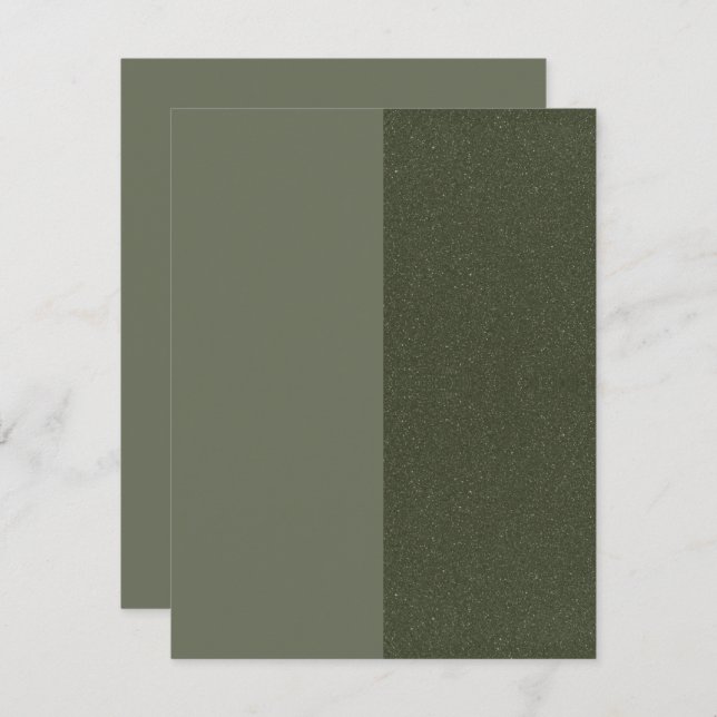 Moss Green Split Textured Flat Save The Date Card (Front/Back)
