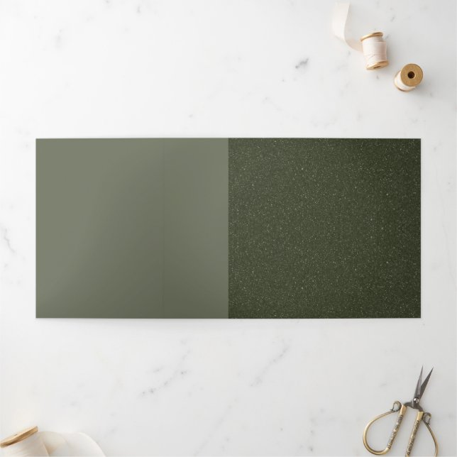 Moss Green Split Trifold Invitation – Customizable (Outside)