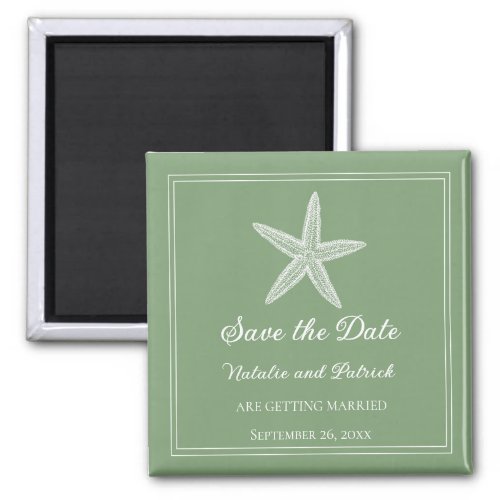 Moss Green Starfish Save the Date Magnet