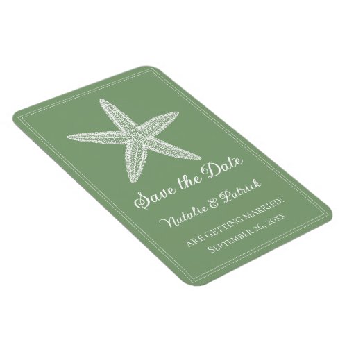 Moss Green Starfish Save the Date Magnet