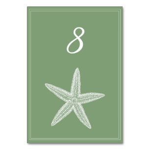 Moss Green Starfish Table Number Card