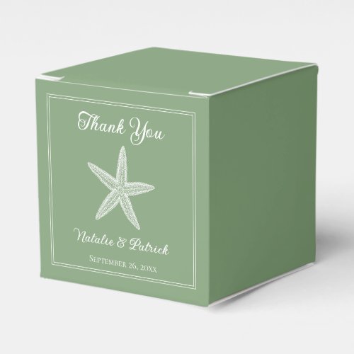 Moss Green Starfish Wedding Favor Boxes