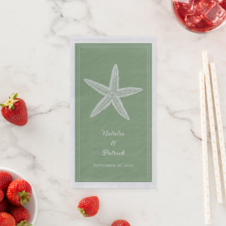Moss Green Starfish Wedding Paper Guest Towels