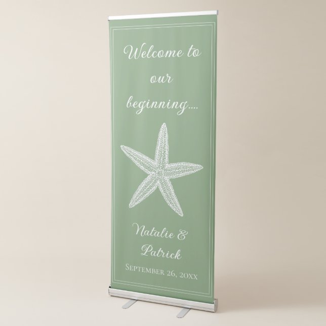 Moss Green Starfish Wedding Retractable Banner (3/4)