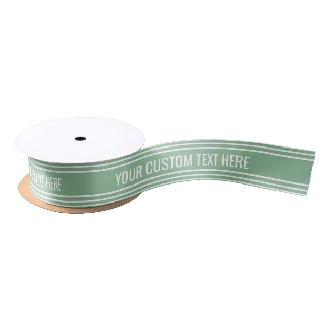 Moss Green Stripes custom text ribbon (Spool)