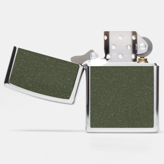 Moss Green Texture Zippo Lighter – Customizable (Opened)