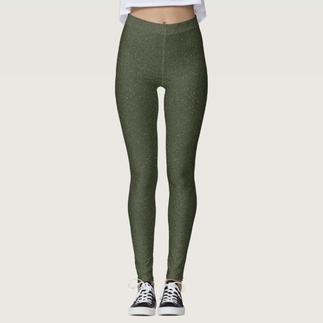 Moss Green Textured Look Leggings – Customizable (Front)