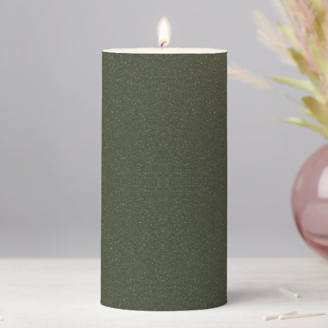 Moss Green Textured Pillar Candle – Customizable (In Situ)