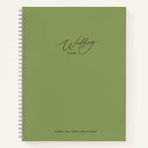 Moss Green Wedding Plans Notebook