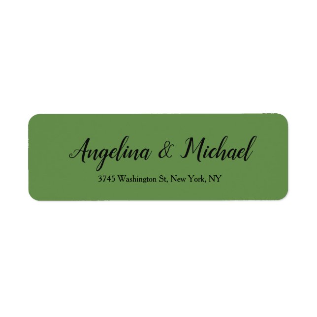 Moss Green Wedding Professional Elegant Handwrite Label (Front)