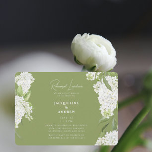 Moss Green White Hydrangeas Rehearsal Luncheon II Invitation