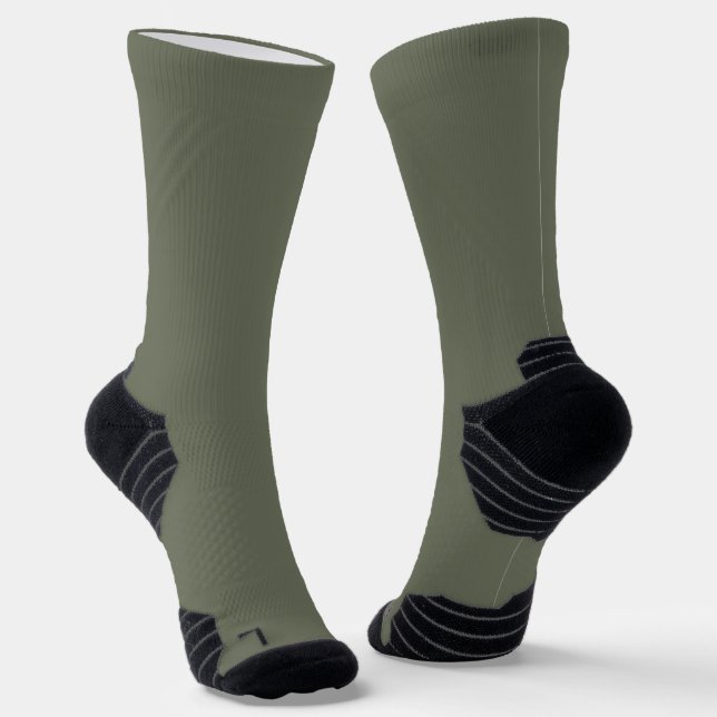 Moss Green Women’s Crew Socks – Customizable Style (Angled)