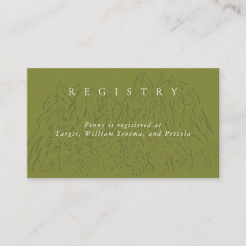 Moss Green Yosemite National Park Bridal Registry Enclosure Card