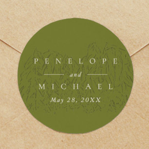 Moss Green Yosemite National Park Wedding Favor Classic Round Sticker