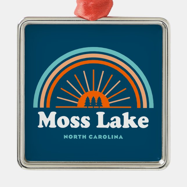 Moss Lake North Carolina Rainbow Metal Ornament (Front)