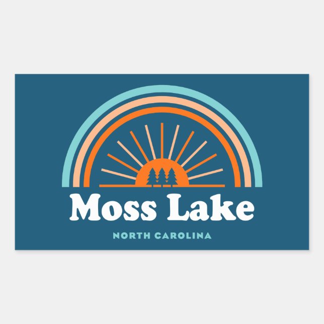 Moss Lake North Carolina Rainbow Rectangular Sticker (Front)