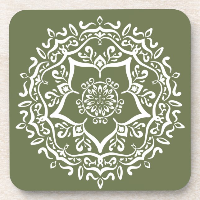 Moss Mandala Beverage Coaster (Front)
