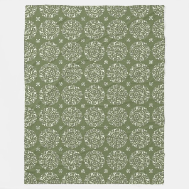 Moss Mandala Fleece Blanket (Front)