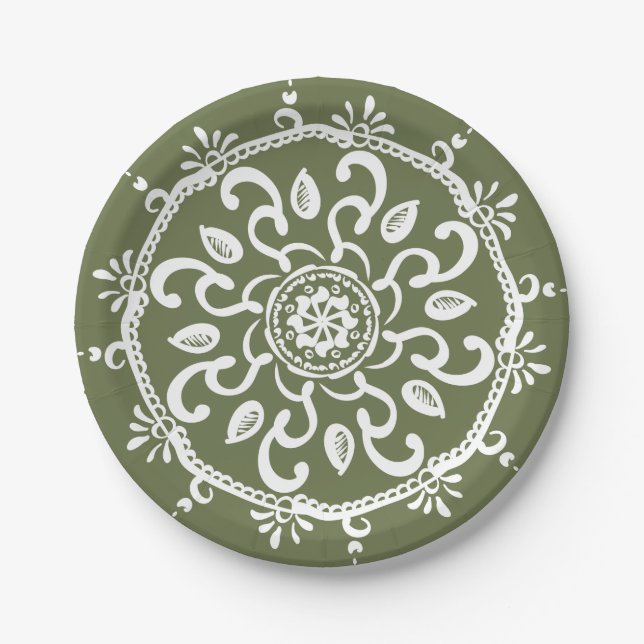 Moss Mandala Paper Plates (Front)