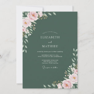 Moss Mauve Watercolor Wedding Invitation
