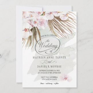 Moss Phalaenopsis Orchid Boho Invitation