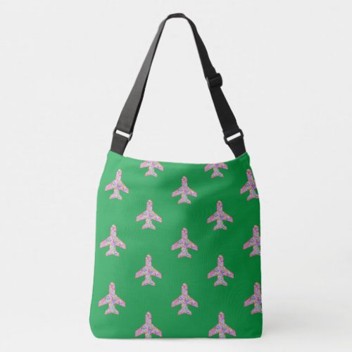 Moss  Pink Airplane Crossbody Bag
