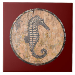 Moss Rock Sea Horse Talking Canyons, New Mexico Ceramic Tile