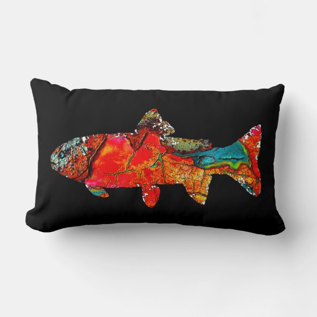 Moss Rock Trout Lumbar Pillow (Front)