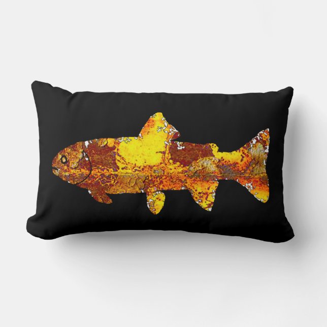 Moss Rock Trout Lumbar Pillow (Front)